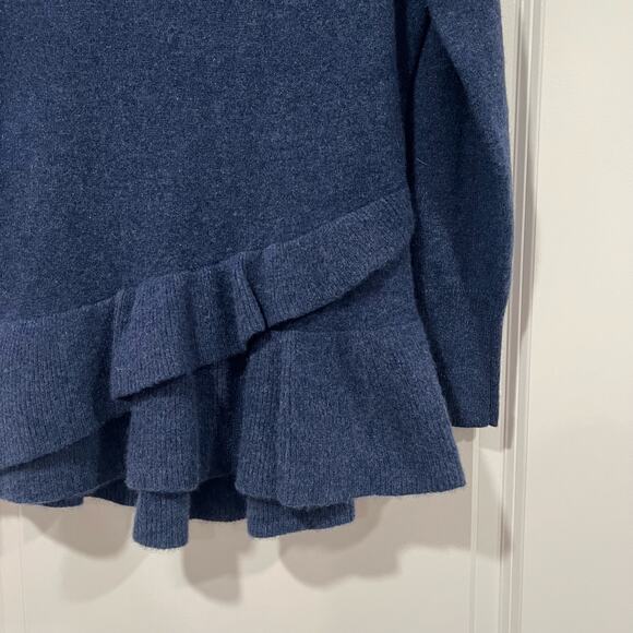 Isaac Mizrahi Live Women's 100% Cashmere Sweater with Ruffle Blue Size Small - Picture 2 of 10